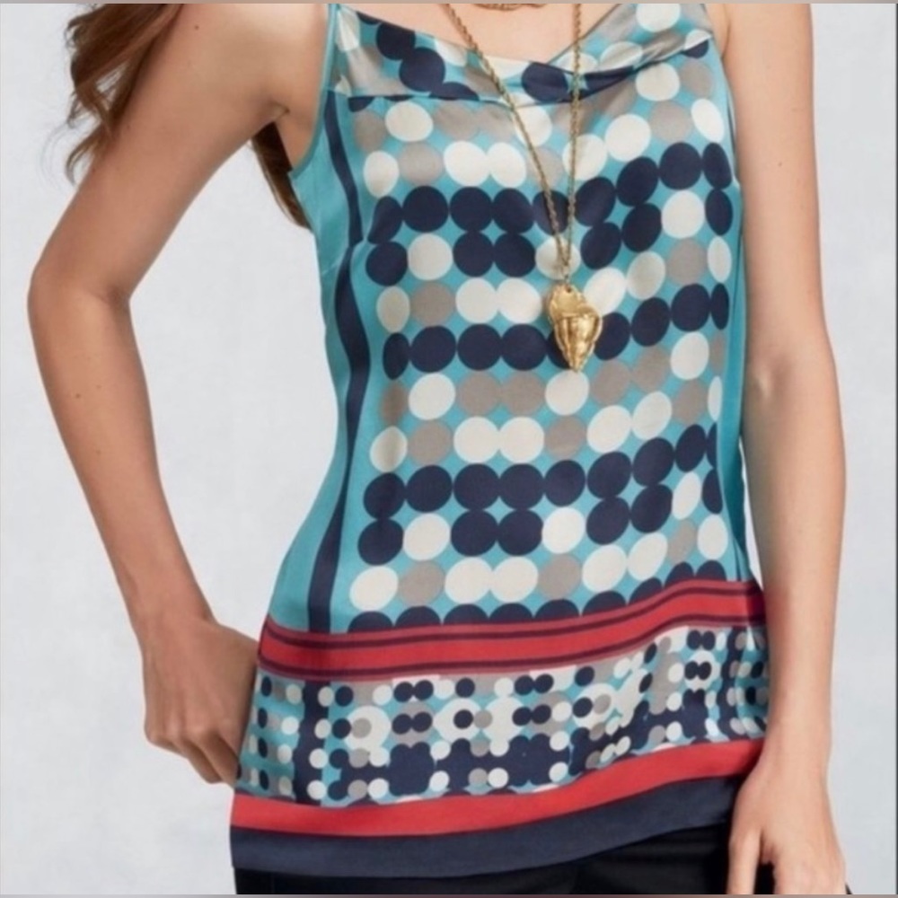 Cabi silk polka dot camisole‎ with adjustable shoulder straps